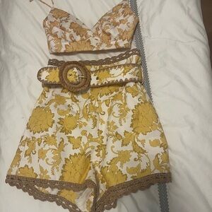 Zimmermann Yellow Postcard Postcard High Waisted Short and Bustier Top Set